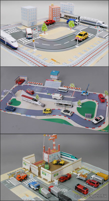 Сборная бумажная модель / scale paper model, papercraft Набор для диорамы "Бумажный город" 