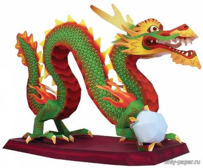 Модель Китайского Дракона из бумаги/картона