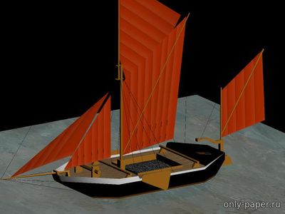 Сборная бумажная модель / scale paper model, papercraft 1820 Thames spritsail barge (Gary Pilsworth) 
