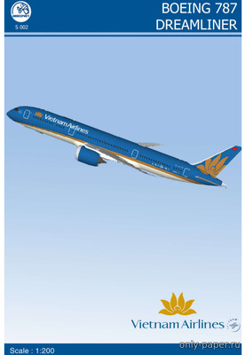 Модель самолета Boeing 787 Viet Nam Airline из бумаги/картона