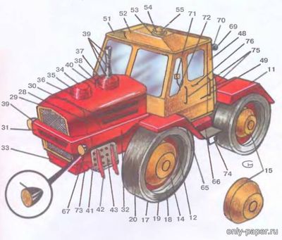 Модель трактора Т-150К из бумаги/картона