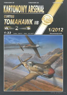 Сборная бумажная модель / scale paper model, papercraft Curtiss P-40 Tomahawk IIB (Halinski KA 1/2012) 