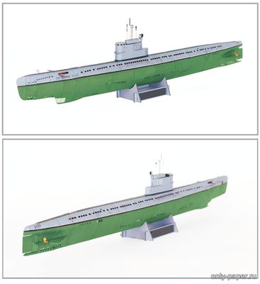 Модель подводной лодки С-189 проекта 613 из бумаги/картона