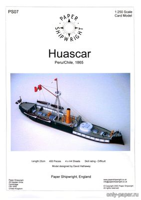 Сборная бумажная модель / scale paper model, papercraft Монитор Huascar (Paper Shipwright) 
