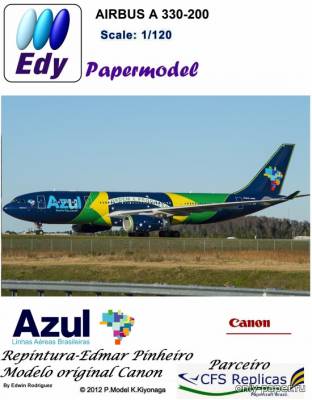 Сборная бумажная модель / scale paper model, papercraft Airbus A330-200 Azul Airlines [Перекрас CANON] 