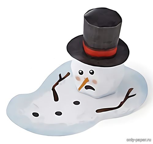 Модель тающего снеговика из бумаги/картона