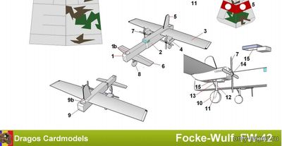 Сборная бумажная модель / scale paper model, papercraft Focke-Wulf FW-42[Dragos Cardmodels] 