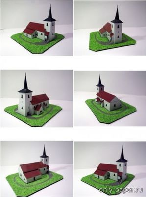 Модель церкви св. Джилжи в Долни Бори из бумаги/картона