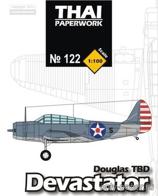 Сборная бумажная модель / scale paper model, papercraft Douglas TBD Devastator [ThaiPaperwork 122] 