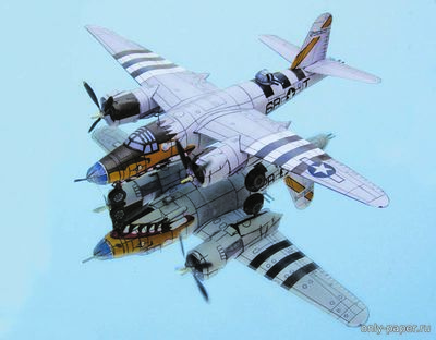 Сборная бумажная модель / scale paper model, papercraft Мartin B-26 Marauder (Stahlhart) 