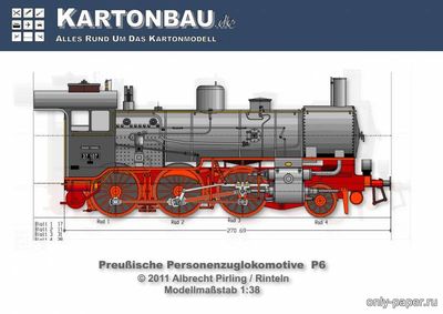 Сборная бумажная модель / scale paper model, papercraft Preussische Personenzuglokomotive P6 + Tender (Kartonmodell Forum) 