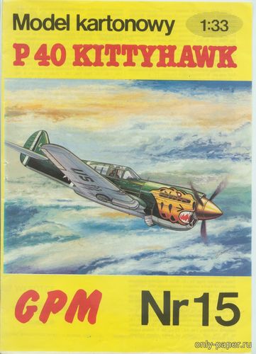 Модель самолета Curtiss P-40 Kittyhawk из бумаги/картона