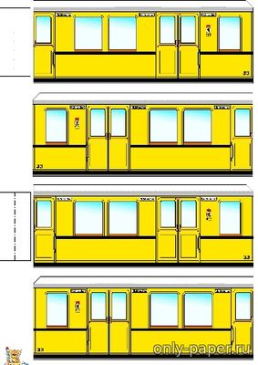 Модель вагона метро из бумаги/картона
