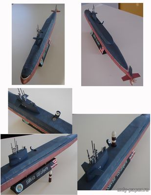 Модель подводной лодки USS Lafayette (SSBN-616) из бумаги/картона