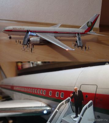 Сборная бумажная модель / scale paper model, papercraft Самолет Батьки - Борт №1 Беларуси (Boeing 767-300ER) 