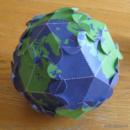 Сборная бумажная модель / scale paper model, papercraft Пазл глобус земли / Heart Globe Earth из бумаги 