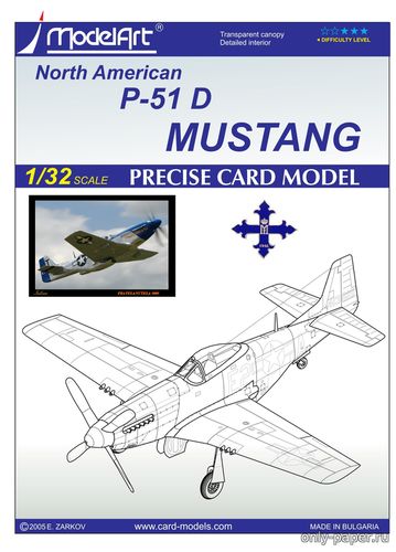 Сборная бумажная модель / scale paper model, papercraft P-51D Mustang - Slender Tender Tall 