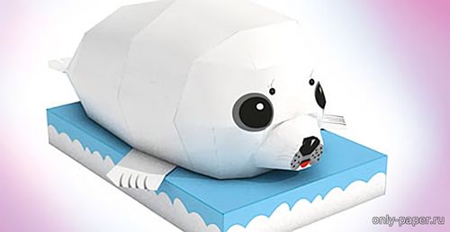 Сборная бумажная модель / scale paper model, papercraft Детеныш тюленя / Baby Seal (Paper-replika) 