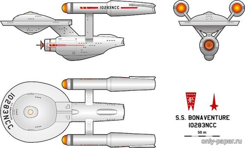 Модель космического корабля USS Bonaventure из бумаги/картона