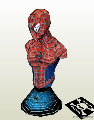 Сборная бумажная модель / scale paper model, papercraft Бюст Человека-паука (Jacques Chenon) 