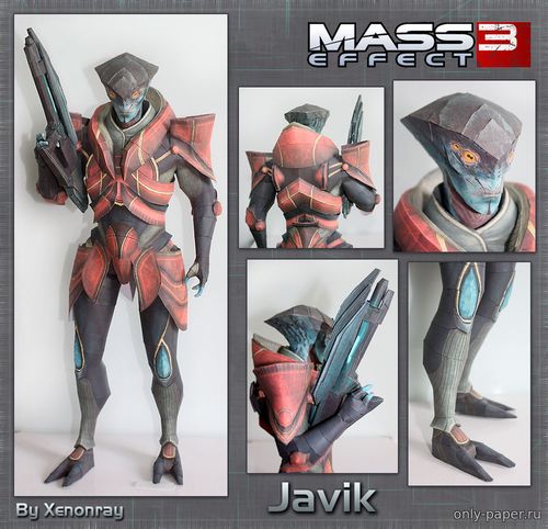 Сборная бумажная модель / scale paper model, papercraft Javik (Mass Effect 3) 