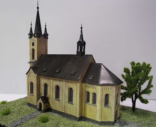 Сборная бумажная модель / scale paper model, papercraft Kostel sv. Cyrila a Metodeje v Nebusicich (Pavel Styl) 
