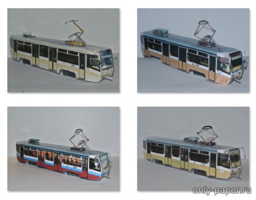 Модель трамвая КТМ-19 из бумаги/картона