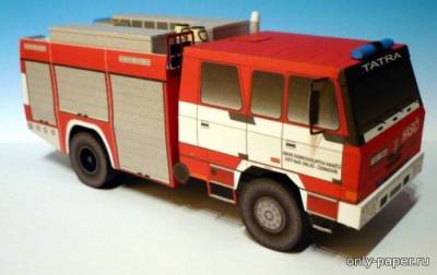 Модель пожарной машины Tatra 815 CAS 24 4x4.2 из бумаги/картона