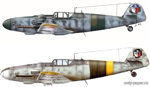 Сборная бумажная модель / scale paper model, papercraft Messerschmitt Bf-109G-6/R-3 Rudolf Bozik (Перекрас ModelArt) 
