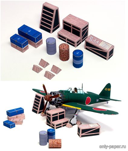 Сборная бумажная модель / scale paper model, papercraft Оборудование стоянки Mitsubishi A6M Zero 