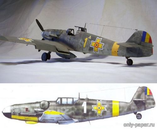 Сборная бумажная модель / scale paper model, papercraft Messerschmitt Bf-109G-6 Alexandru Serbanescu (Перекрас ModelArt) 