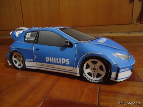Сборная бумажная модель / scale paper model, papercraft Peugeot 206 WRC 