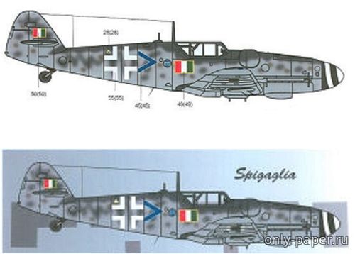 Сборная бумажная модель / scale paper model, papercraft Messerschmitt Bf-109G-6/R3 Giovanni Spigaglia (Перекрас ModelArt) 