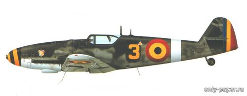 Сборная бумажная модель / scale paper model, papercraft Messerschmitt Bf-109G-6 "yellow 3" Tudor Greceanu (Перекрас ModelArt) 