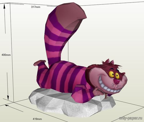 Модель Чеширского кота из бумаги/картона