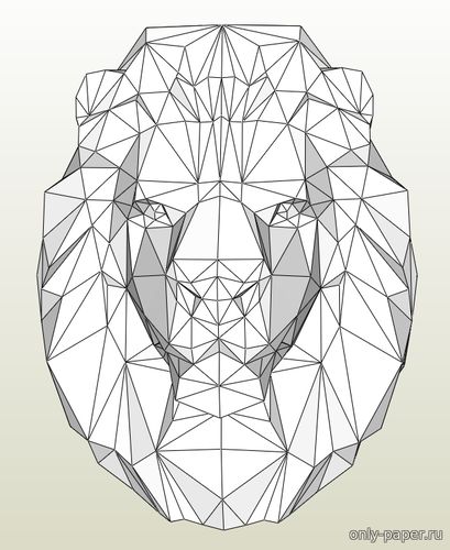Модель головы льва из бумаги/картона