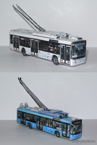 Модель троллейбуса СВАРЗ-МАЗ-6275 из бумаги/картона