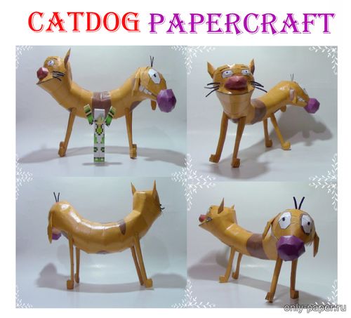 Сборная бумажная модель / scale paper model, papercraft Котопёс / Catdog 