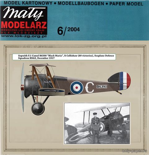Сборная бумажная модель / scale paper model, papercraft Sopwith F.1 Camel BR.1 R Collishaw (60 victories) (Перекрас Maly Modelarz 6/2004) 