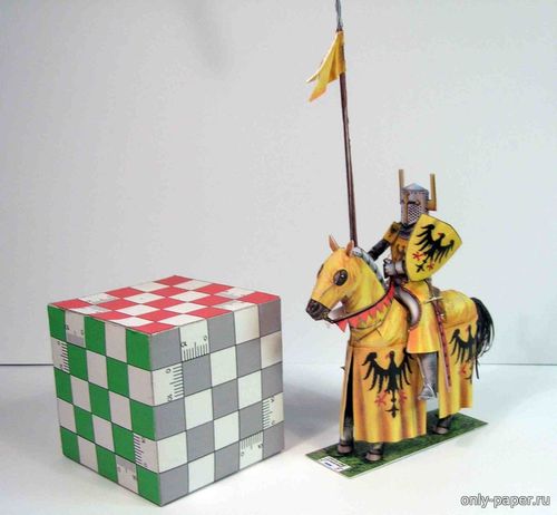 Сборная бумажная модель / scale paper model, papercraft Конный рыцарь Calenzano 1325 (54mm) 
