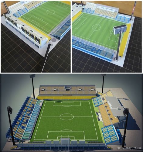 Модель футбольного стадиона Хитачи-Кашива из бумаги/картона