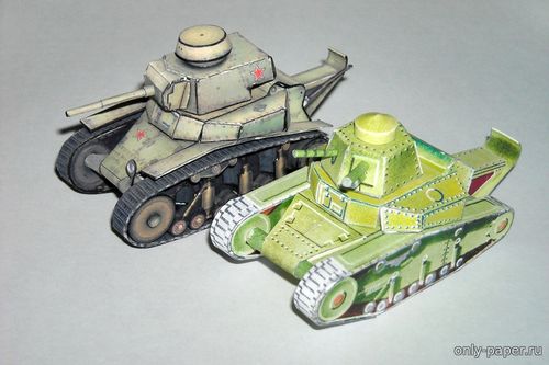 Модель легкого пехотного танка МС-1 из бумаги/картона