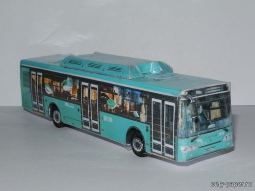 Модель электробуса ЛиАЗ-6274 №08106 из бумаги/картона