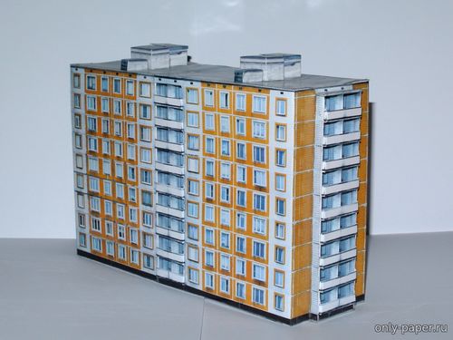 Сборная бумажная модель / scale paper model, papercraft Панельный дом серии II-49Д (Mungojerrie) 