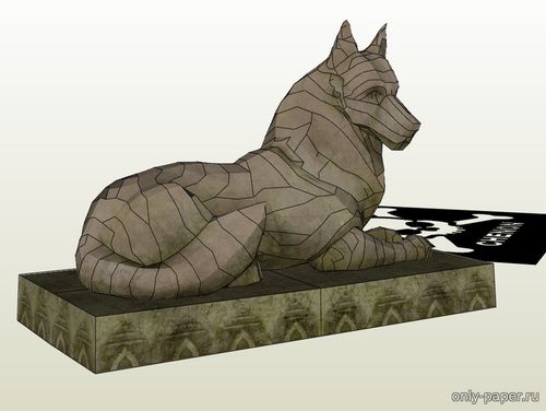 Модель статуи волка из бумаги/картона