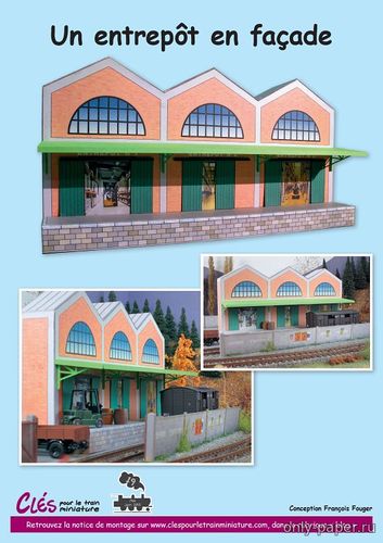 Сборная бумажная модель / scale paper model, papercraft Фасад склада / Un entrepôt en façade  (Cles pour le train miniature 19) 