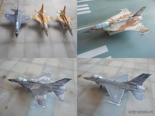 Сборная бумажная модель / scale paper model, papercraft General Dynamics F-16 - 34 варианта (Bruno VanHecke -  Carlos Ferreira) 