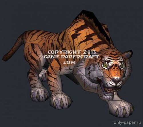 Сборная бумажная модель / scale paper model, papercraft Orange Tiger / Тигр (World of Warcraft) 