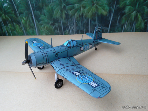 Сборная бумажная модель / scale paper model, papercraft Vought F4U-1a Corsair - RNZAF, Guadalcanal 1945 (Перекрас ThaiPaperwork 108) 