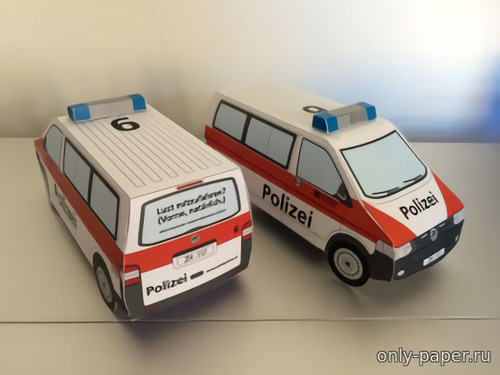 Сборная бумажная модель / scale paper model, papercraft Volkswagen T5 полиция 